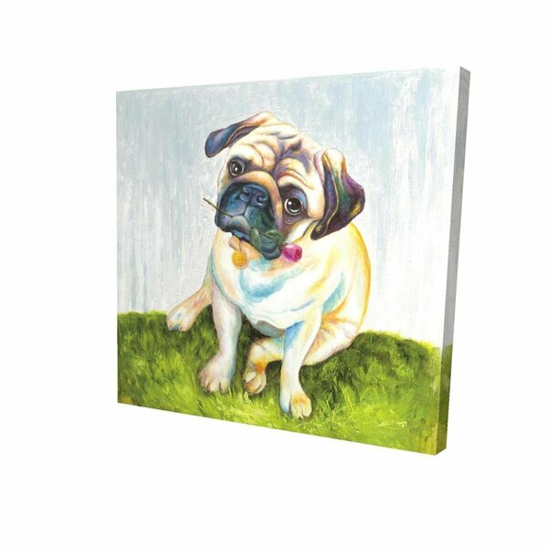 Fondo 12 x 12 in. Cute Pug with A Rose In His Mouth-Print on Canvas FO2786825